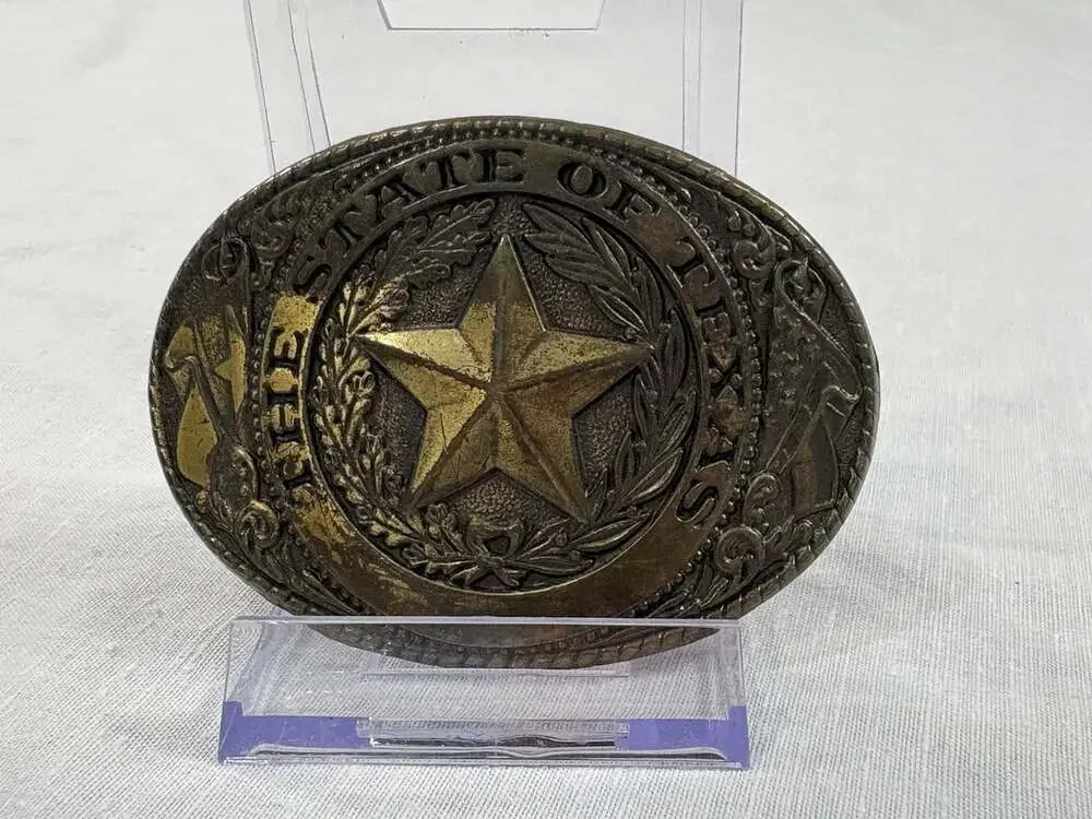 The State Of Texas Vintage Brass Belt Buckle Made In USA
